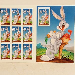 Vtg 1997 US 32cent Bugs Bunny pane of 9 with 10th stamp- mint
